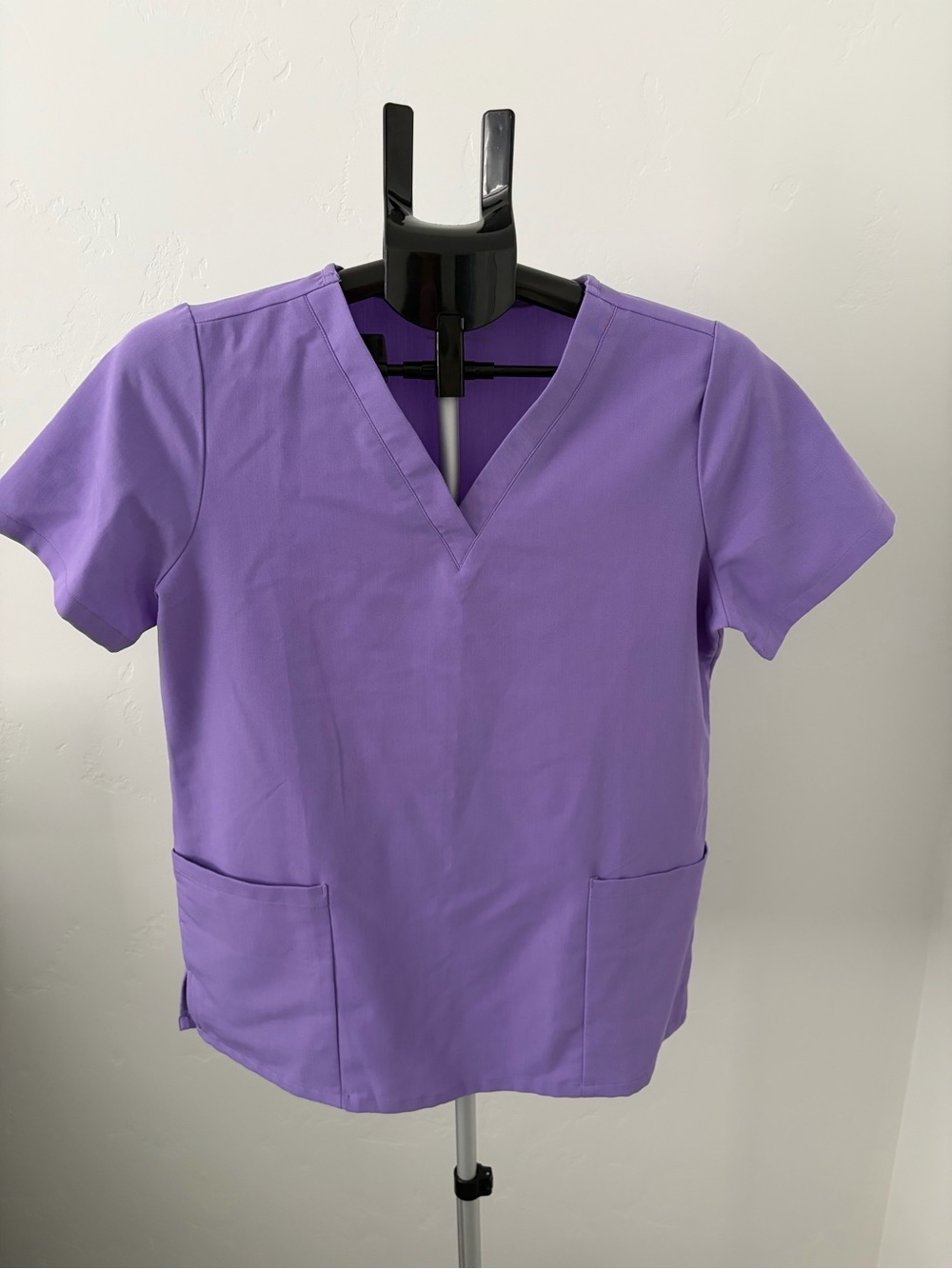Women's Mandala Purple V-Neck Short Sleeve Scrub Top with Front Pockets Small